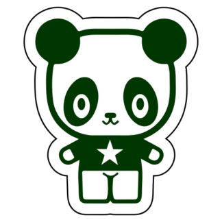 Young Star Panda Sticker (Dark Green)